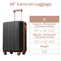 Hardshell Luggage, Lightweight Durable Abs Suitcases With Double Wheels Tsa Lock 20'' Single Luggage Black Brown Abs