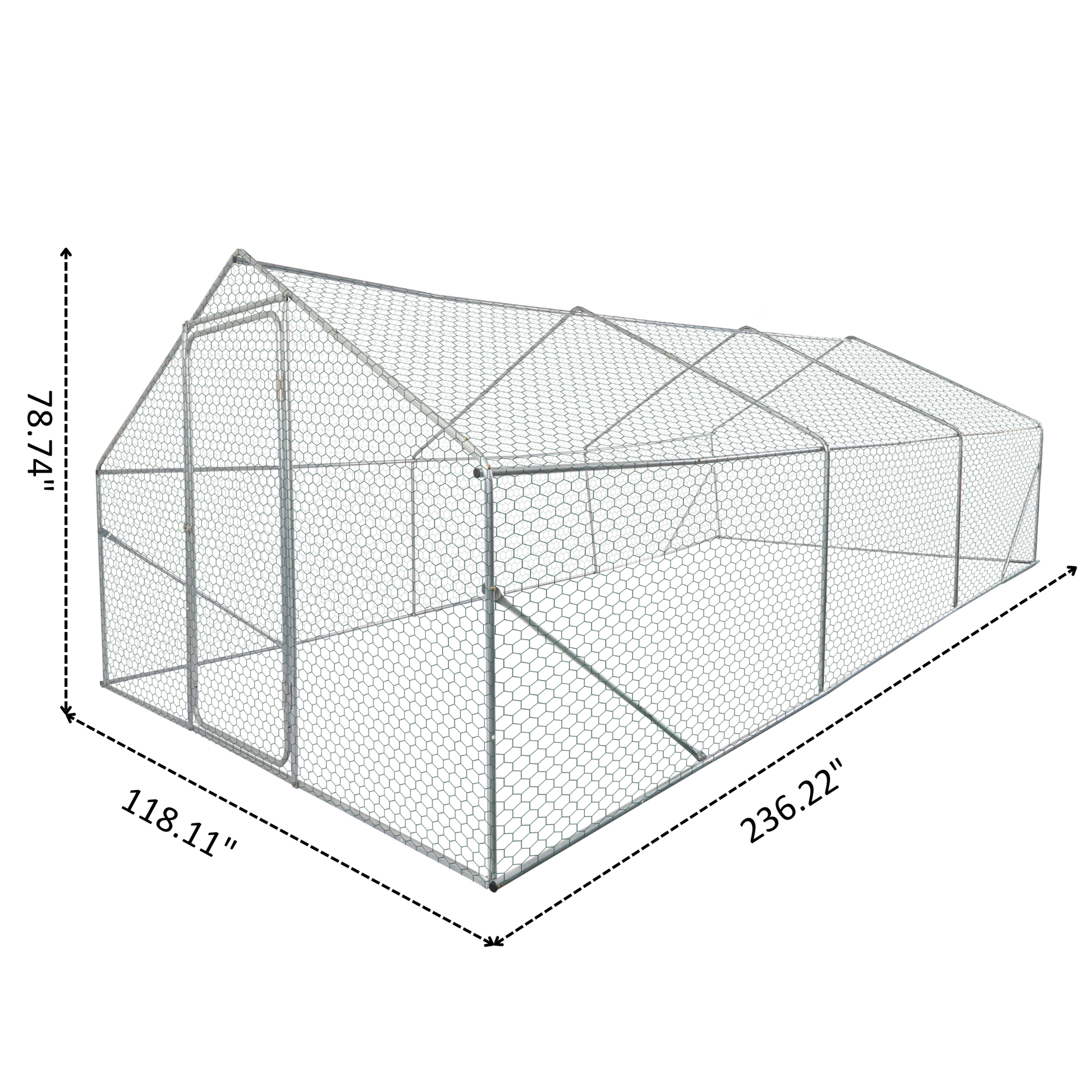 Xpt035 Outdoor Chicken Coop Metal Big Space 20*10*6Ft 3 Unit For Outdoor Farm Use Silver Grey Metal