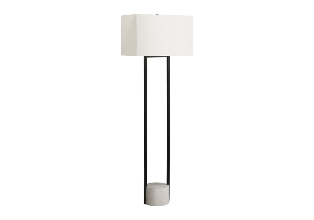 Lighting, 62"H, Floor Lamp, Black Metal, Ivory Cream Shade, Contemporary Black Metal