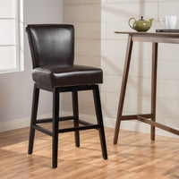 28 Inch Pu Leather Swivel Counter Stool Brown Pu