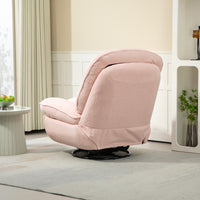 360 Swivel Recliner Adjustable Chair Chenille Glider Swivel Reclining Sofa Chair With Black Metal Round Base Pink Pink Foam Upholstered