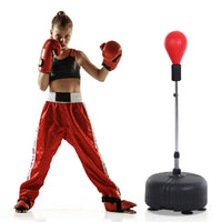 Soozier Free Standing Punching Bag With Stand And Boxing Gs, Height Adjustable Boxing Bag Set, For Training, Exercise, Fitness & Stress Relief Red Red Steel