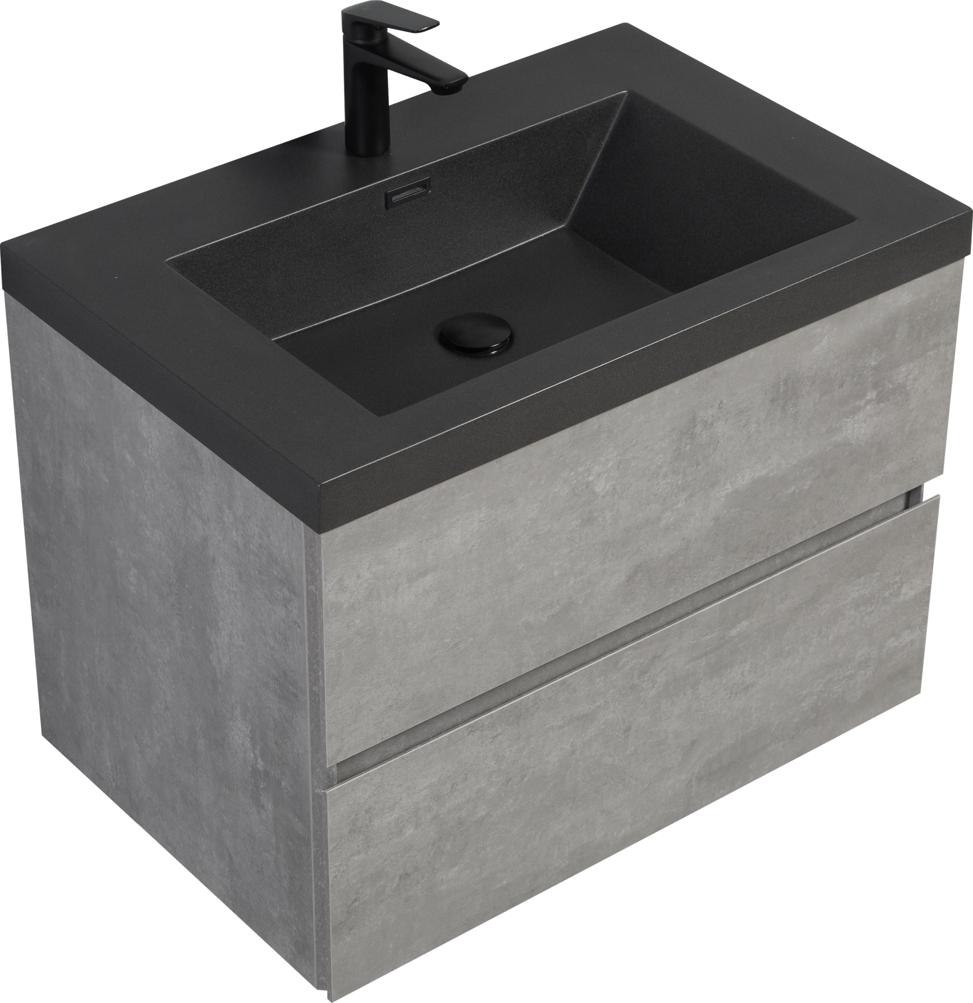 30" Floating Bathroom Vanity With Sink, Modern Wall Mounted Bathroom Storage Vanity Cabinet With Black Quartz Sand Top Basin And Soft Close Drawers, 24V12 30Gr Grey 24Vedi 30B 2 Grey Bathroom Wall Mounted Plywood