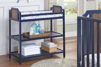 Brees Changing Table Midnight Blue Brownstone Blue Brown Wood