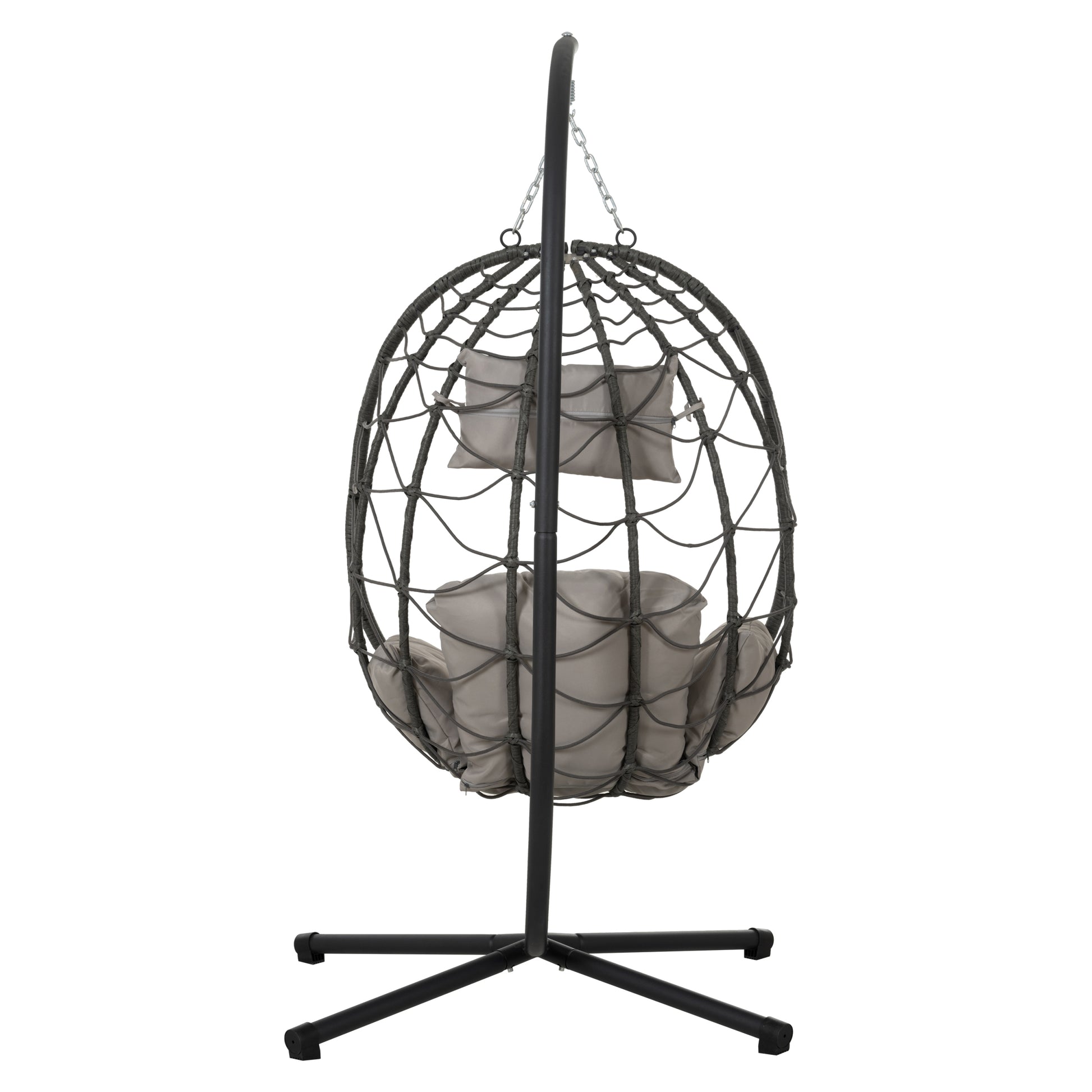 Egg Chair With Stand Indoor Outdoor Swing Chair Patio Wicker Hanging Egg Chair Hanging Basket Chair With Stand For Bedroom Living Room Balcony Gray Steel