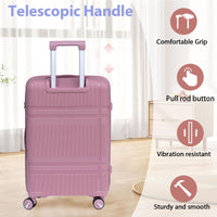 3 Piece Luggage Sets Pp Lightweight Suitcase With Two Hooks, Spinner Wheels, 20 24 28 2307 Rose Gold Abs