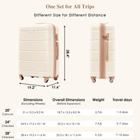 Luggage Set Of 3, 20 Inch With Usb Port, Airline Certified Carry On Luggage With Cup Holder, Abs Hard Shell Luggage With Spinner Wheels, Beige And Golden Beige Gold Abs