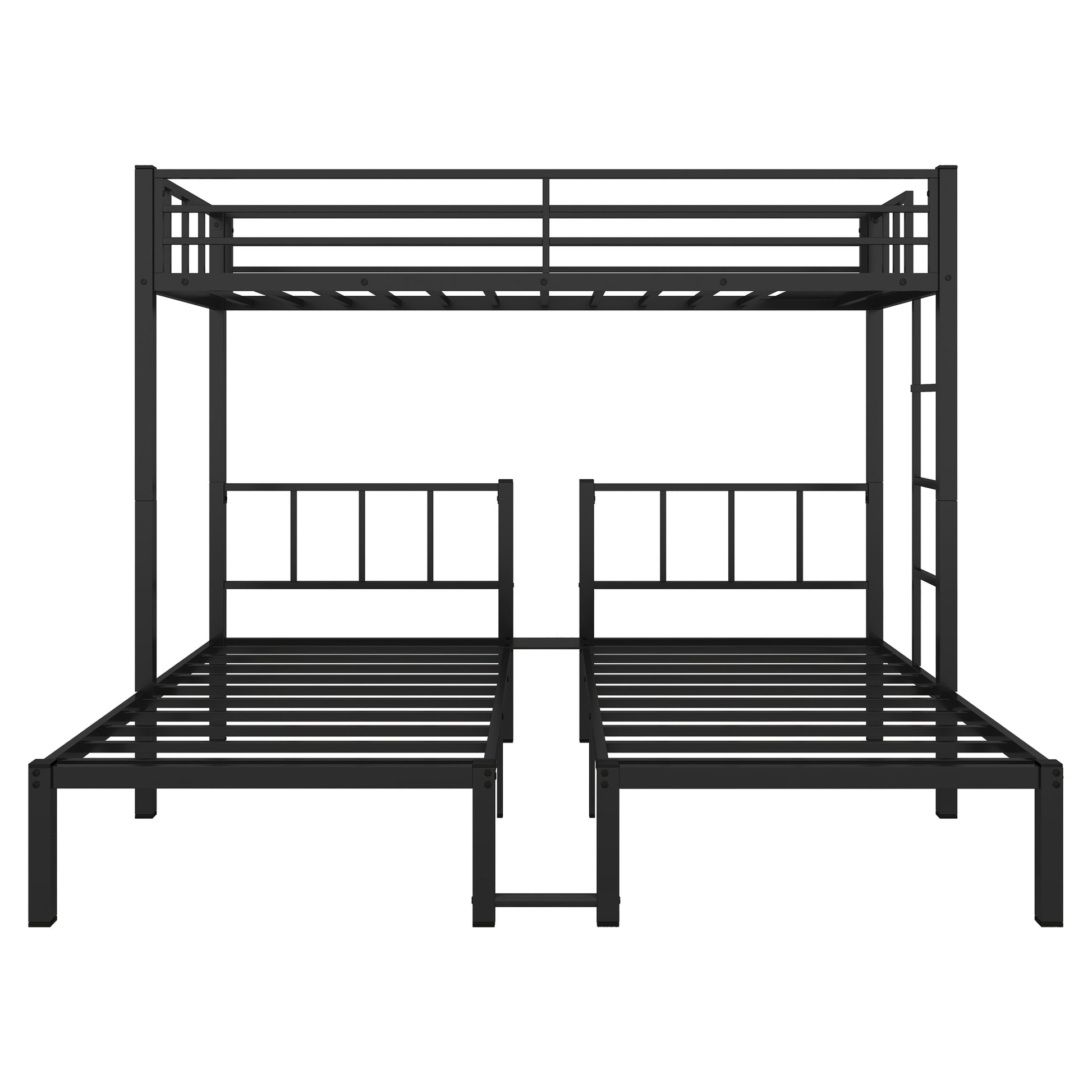 Twin Over Twin & Twin Bunk Beds For 3, Twin Xl Over Twin & Twin Bunk Bed Metal Triple Bunk Bed, Black Black Metal