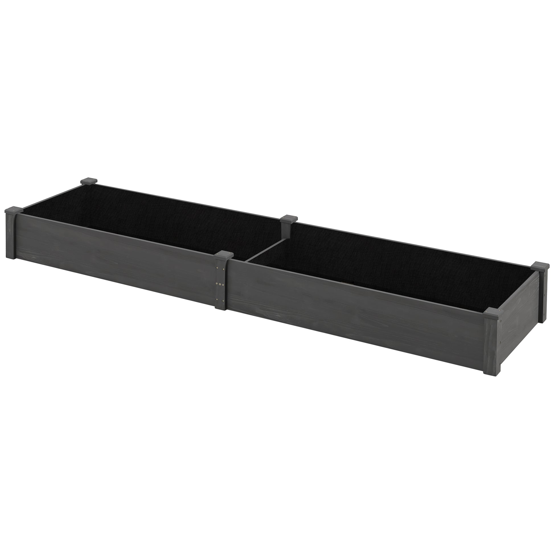 Outsunny 8X2Ft Wooden Raised Garden Bed Kit, Elevated Planter With 2 Boxes, Self Draining Bottom And Liner, Patio To Grow Vegetables, Herbs, And Flowers, Gray Grey Wood