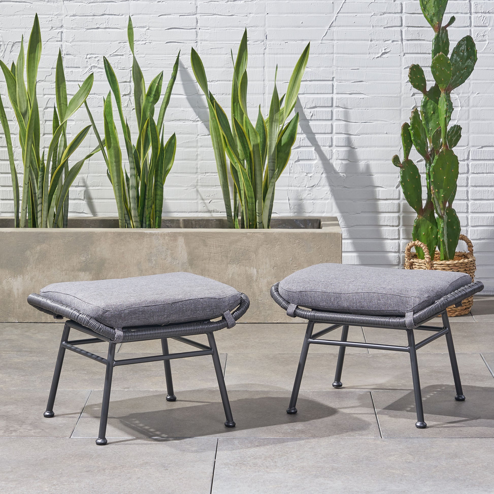 Montana Ottoman Gray Iron Plastic
