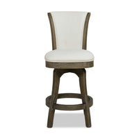 Henry 27 Armless Swivel Counter Height Bar Stool, Natural White Linen White Foam Linen