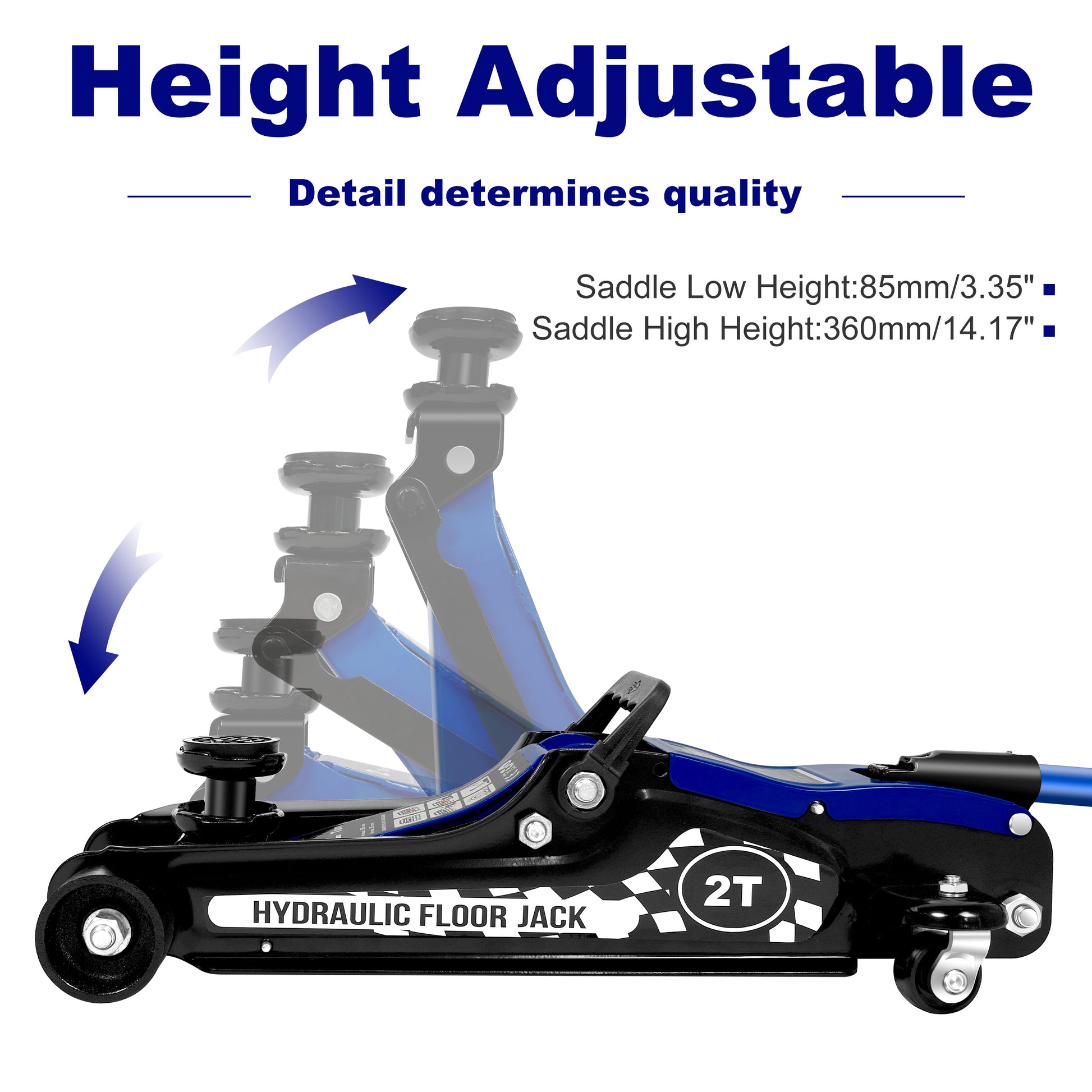 Floor Jack,2Ton 4400Lbs Low Profile Floor Jack,Hydraulic Floor Jack Lifting Range 85Mm 3.35" 360Mm 14.17",Blue Blue Steel