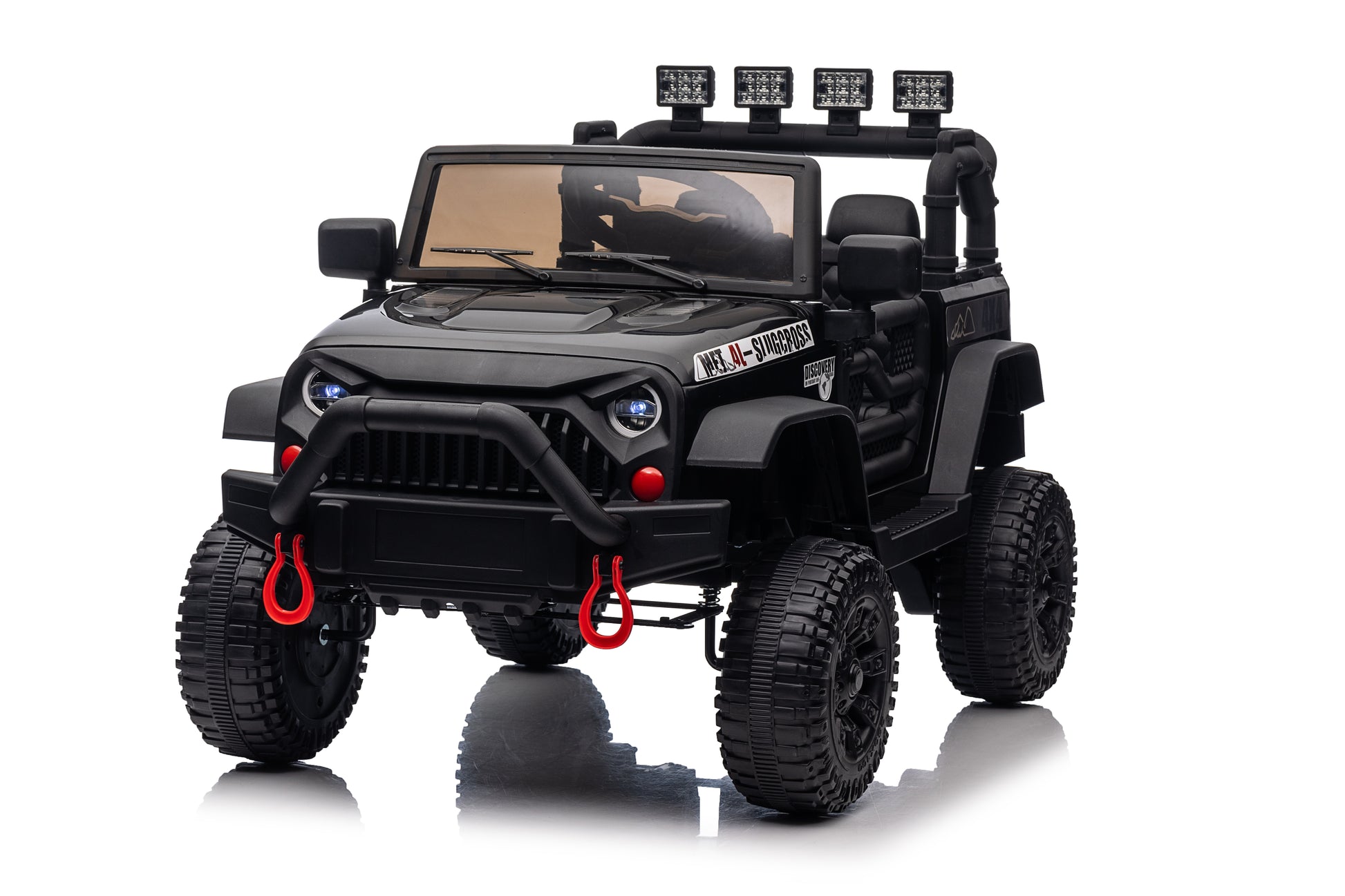 24V Power 4 Wheels W Remote Control, 3 Speeds, Bluetooth Music, Led Lights, Spring Suspension, Electric Vehicles Jeeps Toy For Boys Girls Black Abs