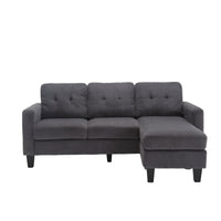 Velvet Sectional Couchl Shaped Sofa With Ottoman For Small Apartment Dark Gray Velvet 3 Seat