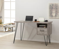 Grey Oak Desk Gray Wash Mdf Metal