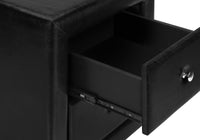 Nightstand, Nightstand, End, Side, Lamp, Storage Drawer, Bedroom, Upholstered, Black Leather Look, Transitional Black Mdf