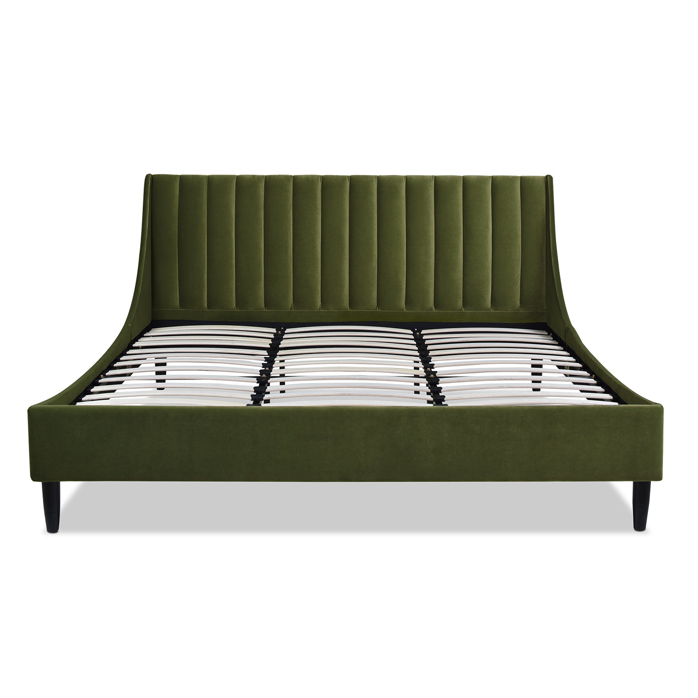 Aspen Vertical Tufted Headboard Platform Bed Set, King, Olive Green Performance Velvet Box Spring Not Required King Olive Green Wood Foam Velvet Velvet