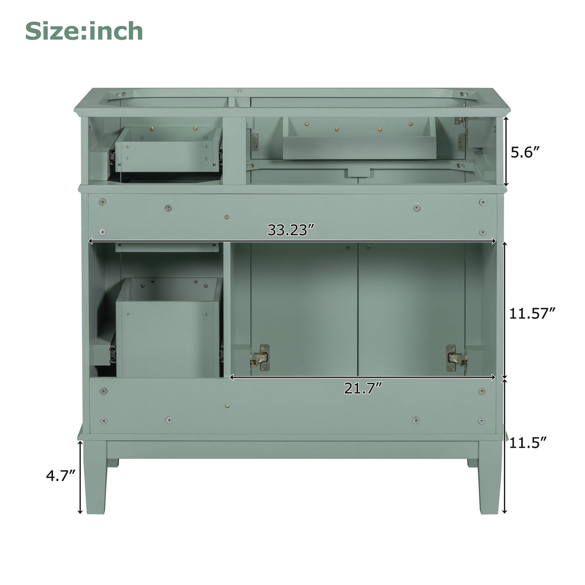 Cabinet Only 36" Green Modern Bathroom Vanity Sink Not Included 4 Green 2 Soft Close Doors Bathroom Freestanding Modern Solid Wood Mdf Painted