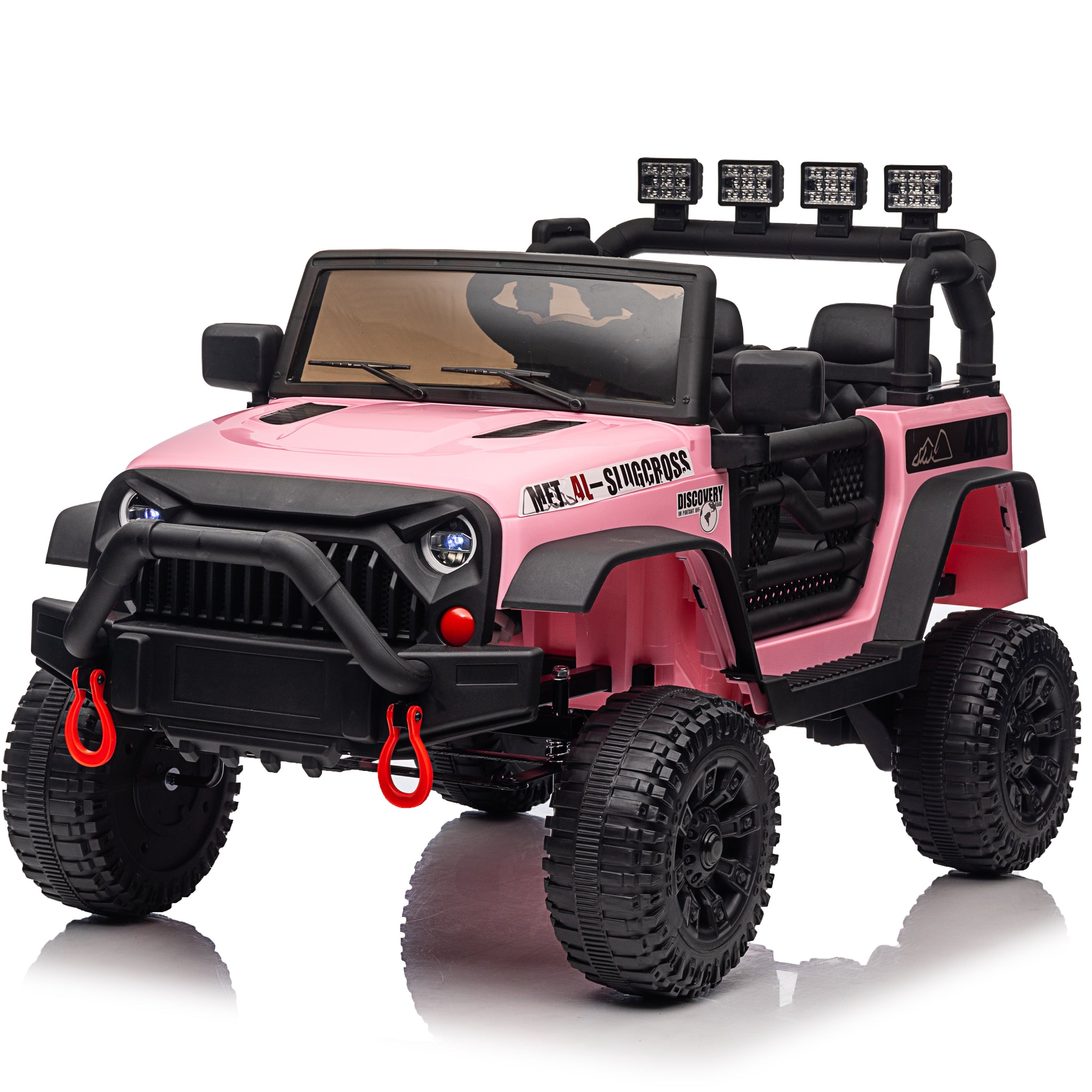 24V Power 4 Wheels W Remote Control, 3 Speeds, Bluetooth Music, Led Lights, Spring Suspension, Electric Vehicles Jeeps Toy For Boys Girls Pink Abs