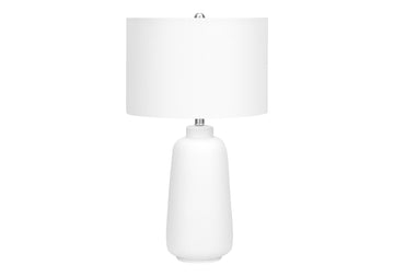 Lighting, 26"H, Table Lamp, Cream Ceramic, Ivory Cream Shade, Modern Cream Ceramic