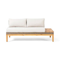 Loft Outdoor Acacia Wood And Wicker 5 Seater Sectional Sofa Set Teak Acacia Wood