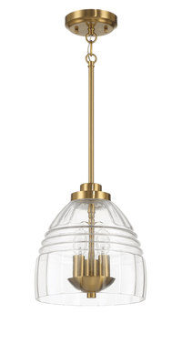 Ember Three Candle Lights Chain Pendant With Clear Glass Satin Brass Clear,Gold Ceiling Lights Brass,Glass,Metal