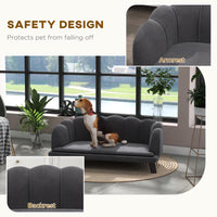 Pawhut Velvet Large Dog Couch With Foam Cushioning, Soft And Cute Dog Bed With Pearl Design, Dog Sofa For Big And Medium Dogs, Charcoal Gray Grey Wood