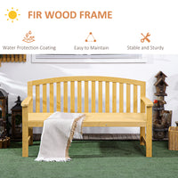 Outsunny 56" Outdoor Wood Bench, 2 Seater Garden Bench With Backrest And Armrest, Patio Bench For Patio, Porch, Poolside, Balcony, Natural Natural Wood