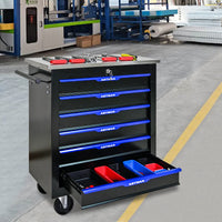 6 Drawers Multifunctional Tool Cart With Wheels Black Blue Black Blue Steel