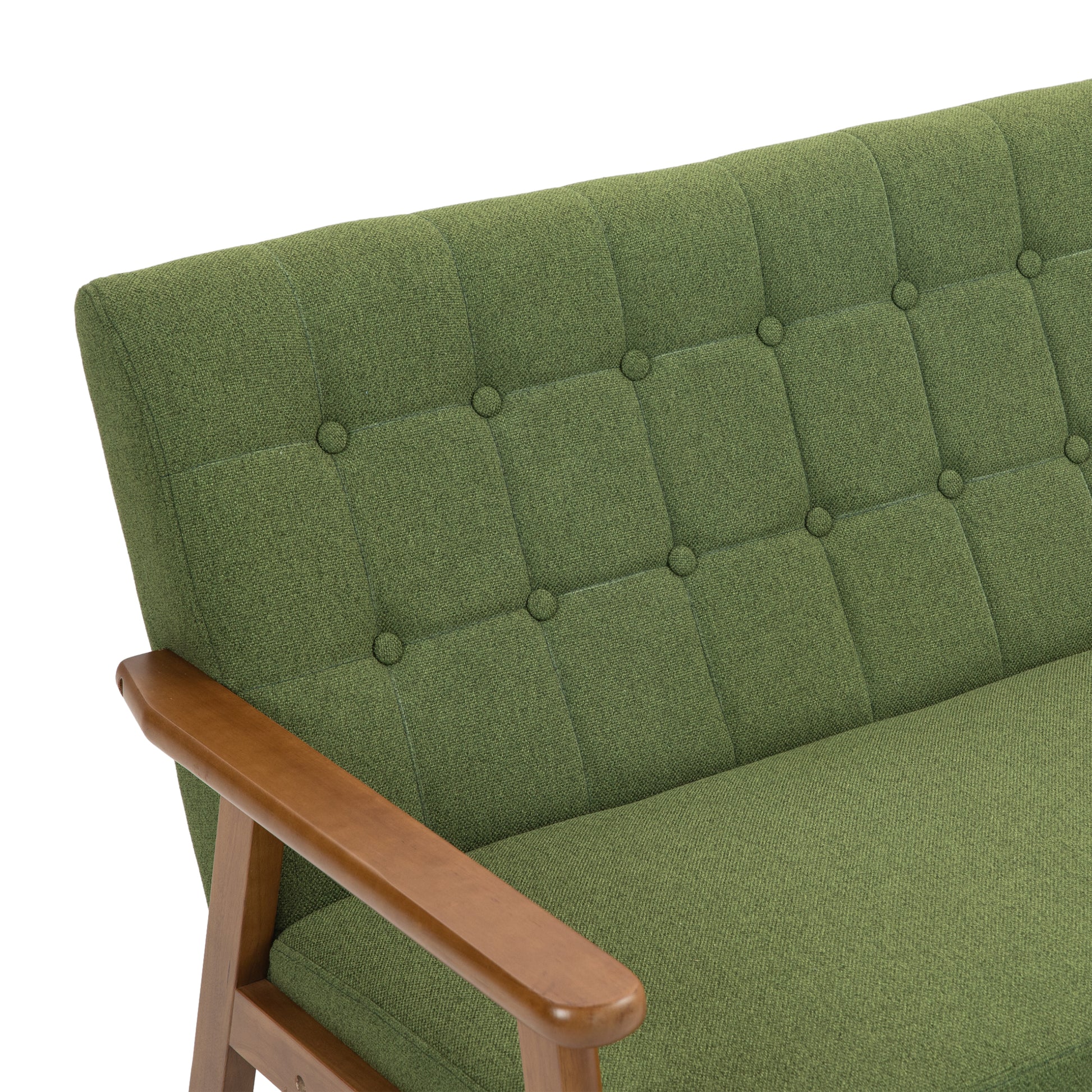 Coolmore Mid Century Modern Solid Loveseat Sofa Upholstered Linen Loveseat, 2 Seat Upholstered Loveseat Sofa Modern Couch Green Linen 2 Seat