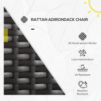 Outsunny Patio Wicker Adirondack Chair, Outdoor All Weather Rattan Fire Pit Chair W Soft Cushions, Tall Curved Backrest And Comfortable Armrests For Deck Or Garden, Cream White Cream White Steel