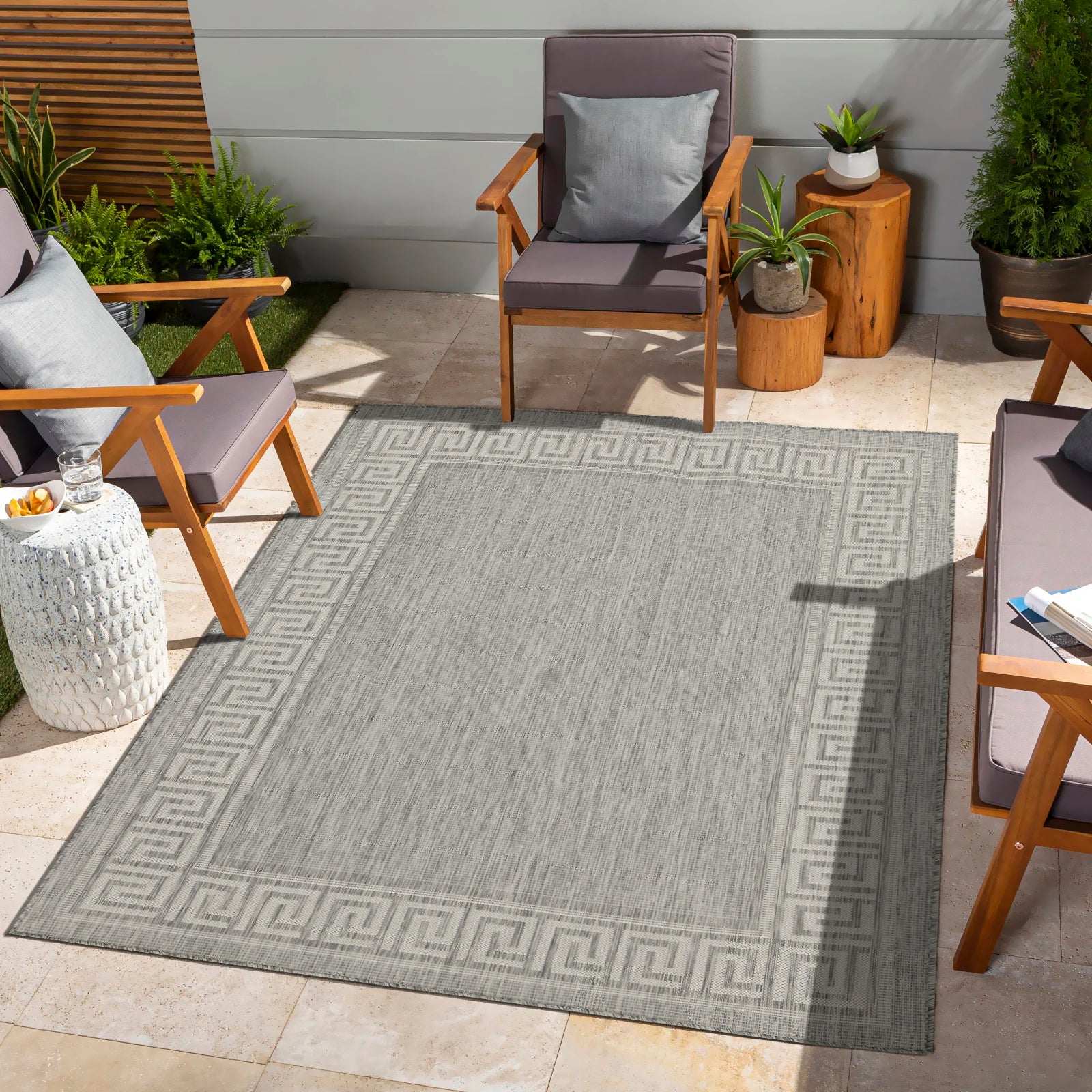 Sunshine Gc Har2003 Silver 7 Ft. 10 In. X 10 Ft. 3 In. Indoor Outdoor Area Rug Silver Polyester Polypropylene