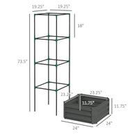 Outsunny Galvanized Raised Garden Bed, 24" X 24" X 11.75" Outdoor Planter Box With Trellis Tomato Cage And Open Bottom For Climbing Vines, Vegetables, Flowers In Backyard, Garden, Patio, Gray Gray Steel