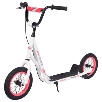 Youth Scooter Kick Scooter For Kids 6 With Adjustable Handlebar, 12 Inch Inflatable Wheels ,Widened Non Slip Footboard Cycling White Garden & Outdoor Carbon Steel