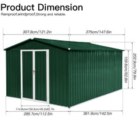 Metal Garden Sheds 10Ftx12Ft Outdoor White Green White Green Metal