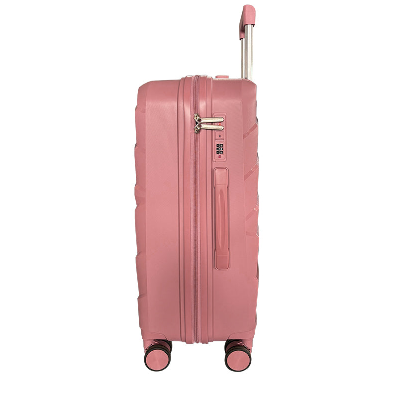 Hard Shell Luggage, 3 Piece Set, With Tsa Lock, 20 Inches 24 Inches 28 Inches Rose Gold Polypropylene