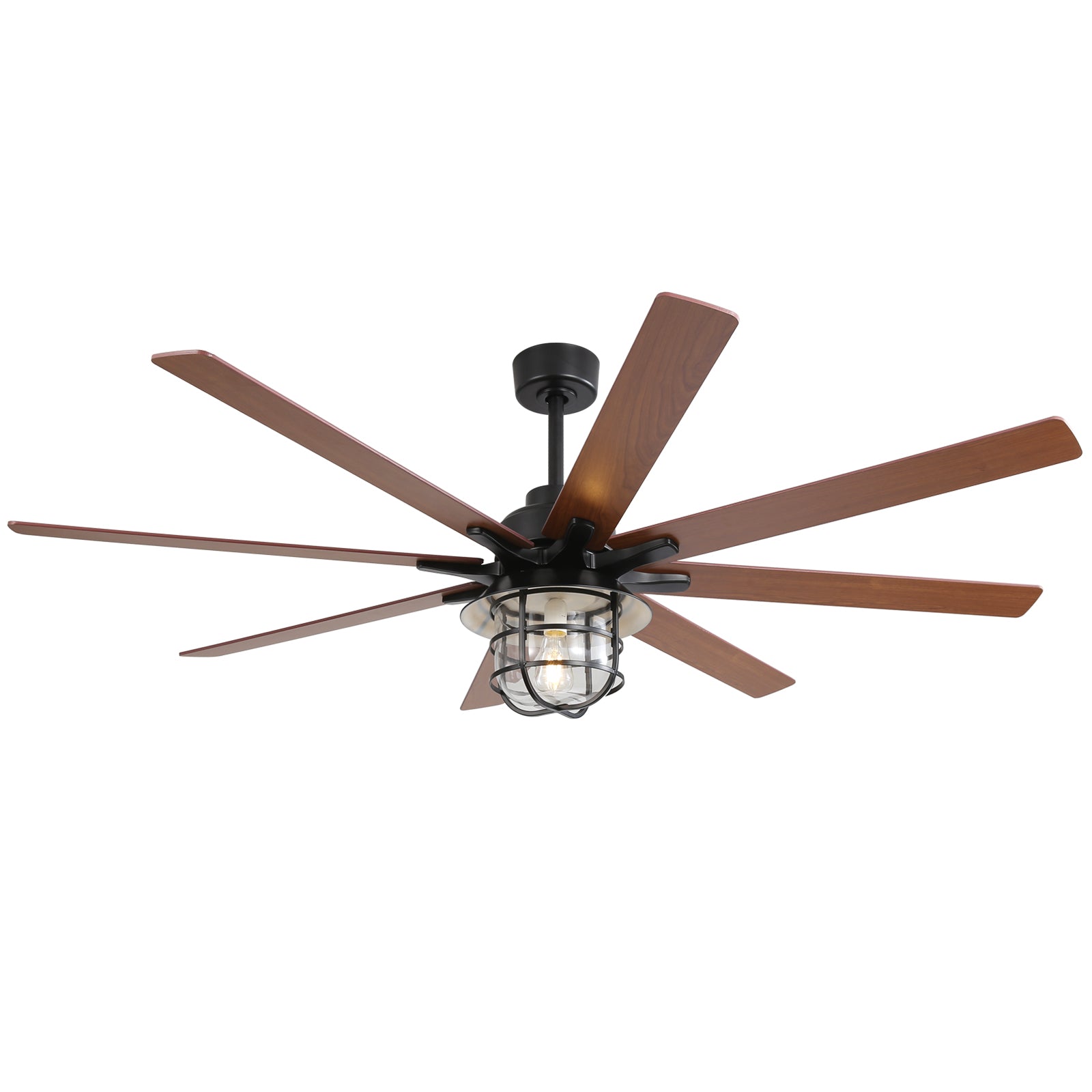 Modern 66 Inch With 6 Speed Wind 8 Blades Remote Control Reversible Dc Motor With Light Black Plywood