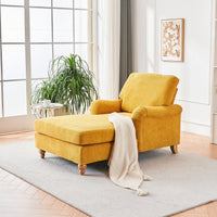 Modern Mid Century Indoor Oversized Chaise Lounger Comfort Sleeper Sofa With Soild Wood Legs Yellow Foam 1 Seat