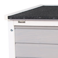 Pawhut Small Wooden Rabbit Hutch, Bunny Guinea Pig Cage, With Openable & Waterproof Roof, Gray Gray Wood