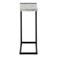 Accent Table, C Shaped, End, Side, Snack, Living Room, Bedroom, Grey Laminate, Black Metal, Contemporary, Modern Grey Mdf