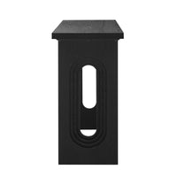 Uniquely Designed Console Table Made Of Fraxinus Mandschuric Solid Wood Veneer,With Distinctive Round Hollow Legs, Suitable For Foyer, Living Room, Or Hallway. Black Mdf
