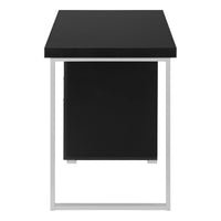 Computer Desk, Home Office, Laptop, Left, Right Set Up, Storage Drawers, 48"L, Work, Black Laminate, Grey Metal, Contemporary, Modern Black Particle Board