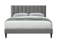 King Sized Channel Bed In A Box W Usb Gray Upholstered