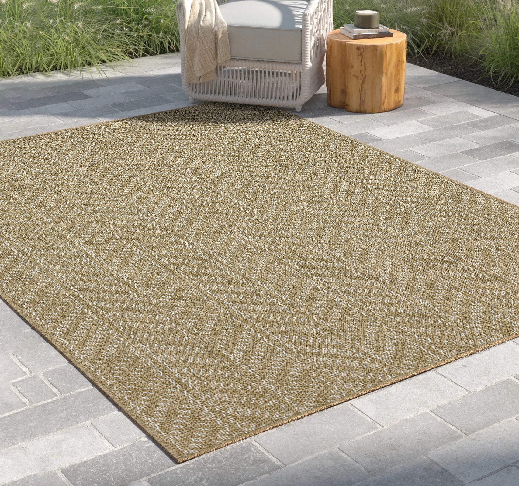 Earth Gc Ntl1014 Jute White 2 Ft. 7 In. X 7 Ft. 3 In. Indoor Outdoor Area Rug Natural White Polyester Polypropylene