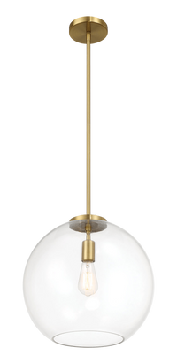 Gleam Single Light Pendant Lamp With Clear Globe Glass Satin Brass Antique Brass,Clear,Gold Ceiling Lights Brass,Glass