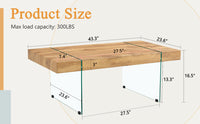 43.3"X23.6" Wood Colored Texture Sticker Mdf Coffee Table With Tempered Glass Legs.Suitable For Living Room.It Can Be Used Not Only As A Coffee Table But Also As A Side Table Or Display Stand. Wood