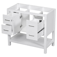 Cabinet Only 36" White Modern Bathroom Vanity With Usb Sink Not Included White Solid Wood Mdf Resin