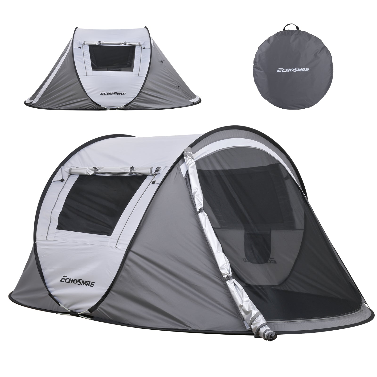 2 Person White Gray Pop Up Camping Tent White Gray Polyethylene