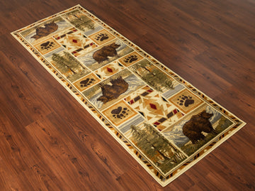 Woodland Gc Rst5301 Multi 2 Ft. 7 In. X 7 Ft. 3 In. Lodge Area Rug Cream Polypropylene