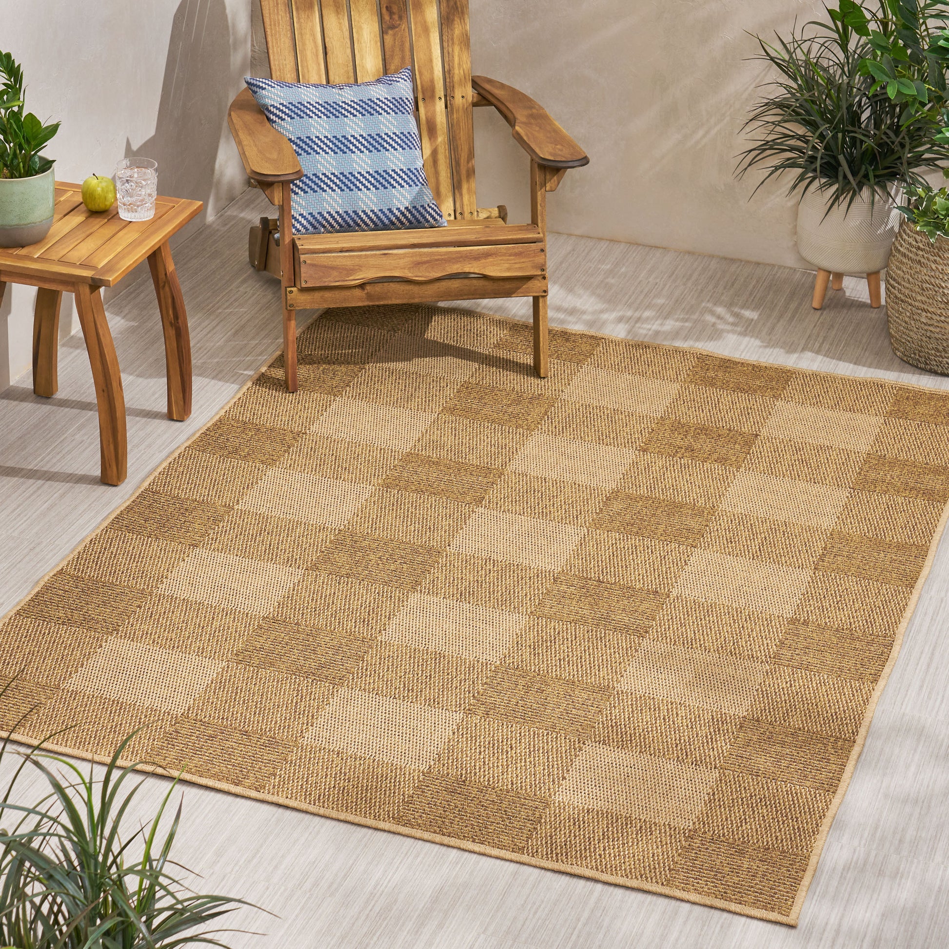 5'3" X 7' Indoor Outdoor Area Rug, Natural Natural Polypropylene